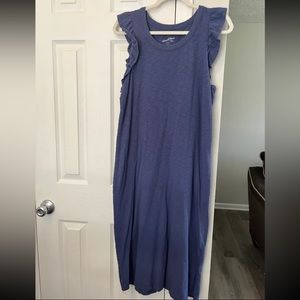 Blue ruffled sleeve maxi dress